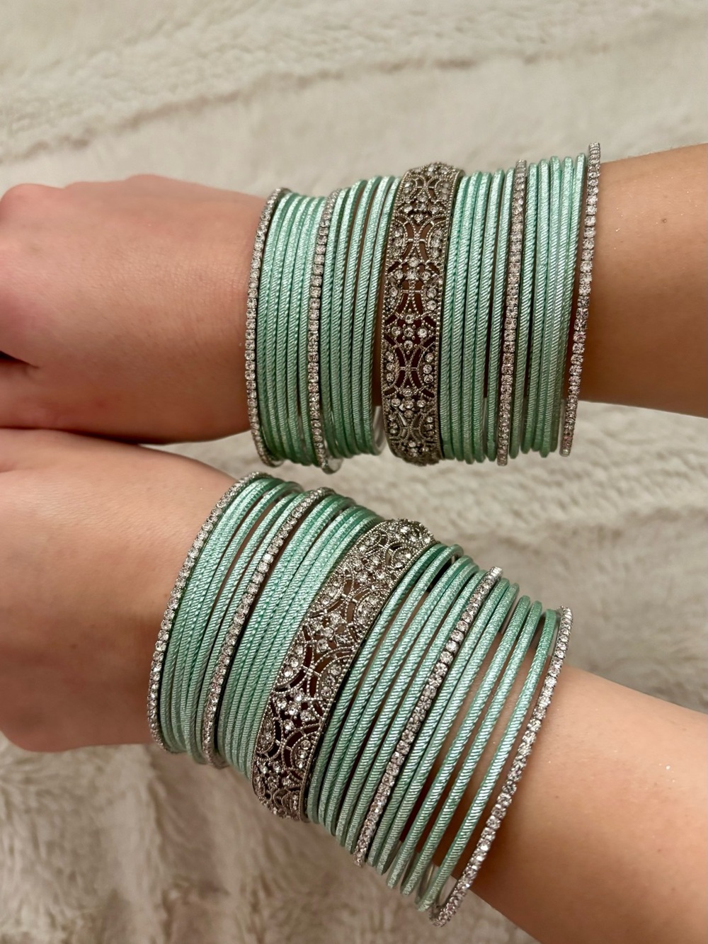 Mint Green Multi-Stacked Women’s Bangle Bracelet Set
